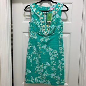 NWT Lilly Pulitzer Beaded Adelia Dress Lagoon Green Birds and the Bees